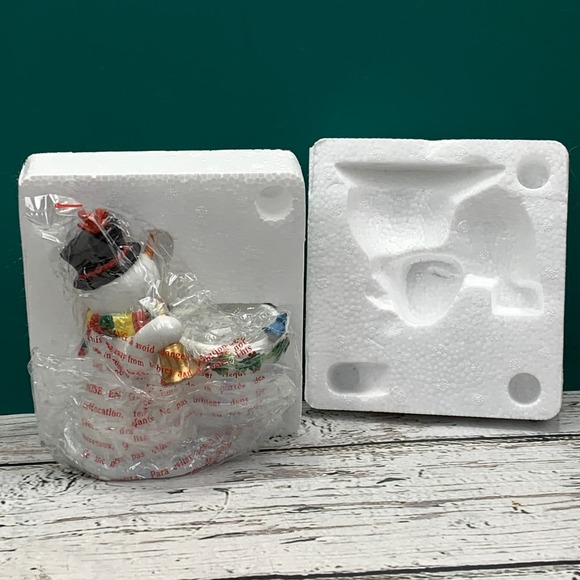 PartyLite Snowbell Votive Holder Snowman with Birds‎ Fine Porcelain 1 P7249 - Picture 4 of 9